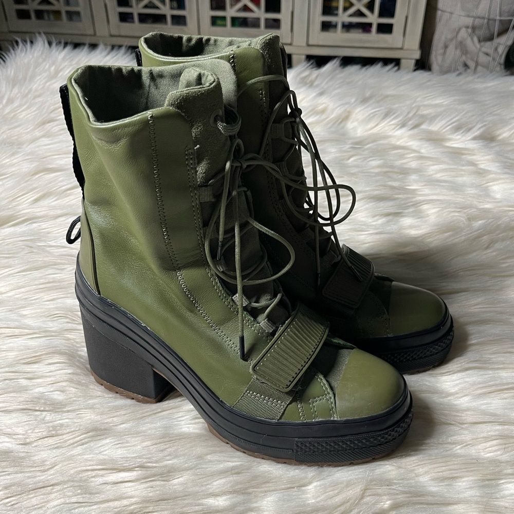 Converse Olive Green Platform Combat Boots - Picture 3 of 10